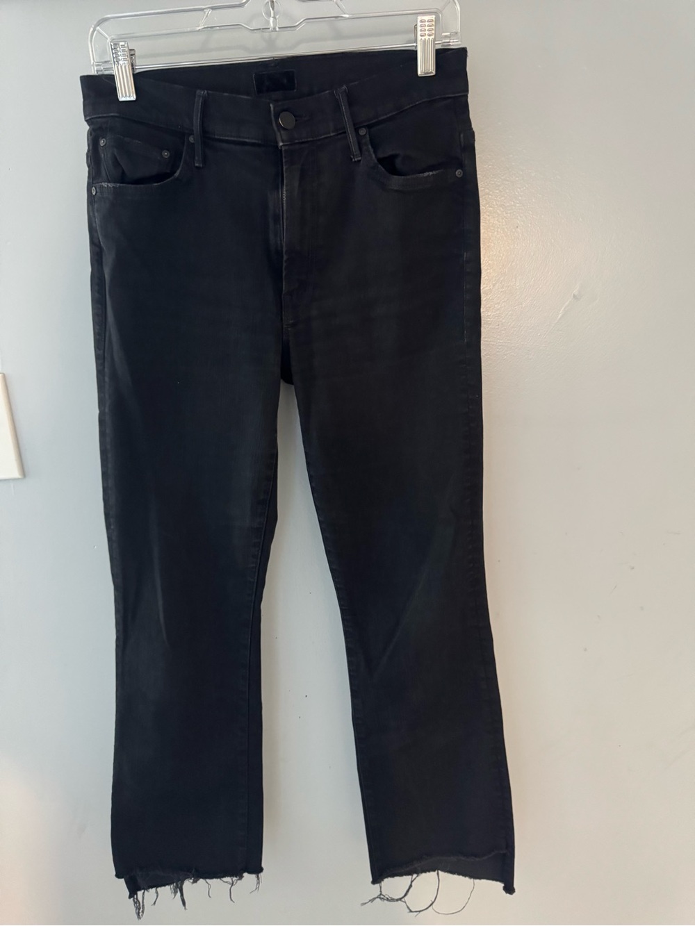 Mother Insider Crop Step Fray black jeans women’s 29